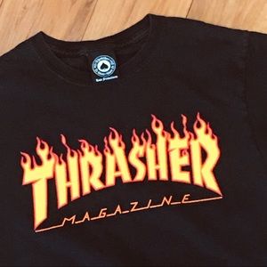 Thrasher skater black graphic tee shirt top summer teen style - small